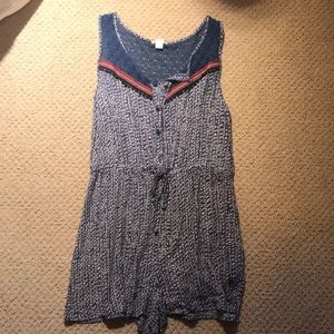 Blue patterned one piece romper